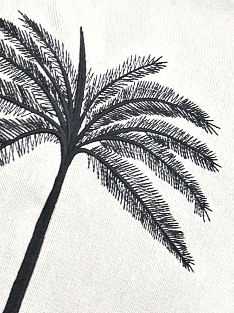 Grand Palm Cushion - Black Palm on White