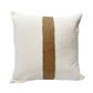 Square natural white linen cushion with raffia detail