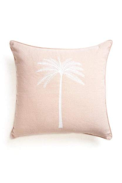 Grand Palm Cushion - Dusty Pink With White Palm